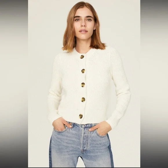 Madewell Textural Knit Cardigan Sweater Chunky creamy off white Ivory Small - Picture 3 of 11